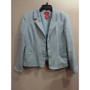 Gorgeous pristine light blue Oscar de la Renta women's tweed jacket size 14